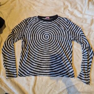 Sugar Thrillz Spiral Black and White Crewneck Top